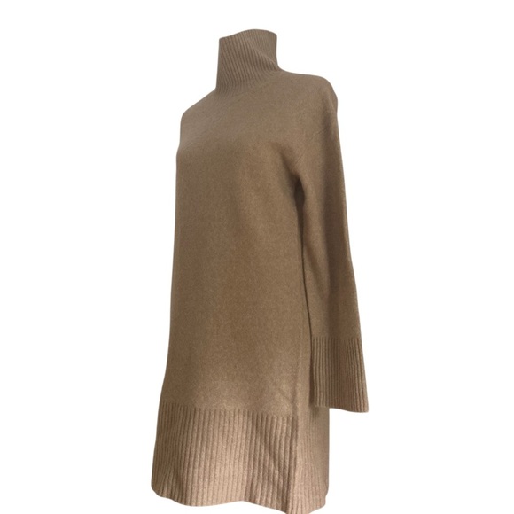 Everlane Wool Yak Mock Neck Sweater Dress New Heathered Light Brown - Picture 5 of 15